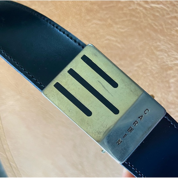 Vintage Pierre Cardin Leather Black Silver Gold Logo Belt - Picture 3 of 15